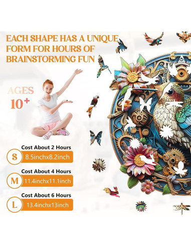 Rompecabezas de Madera Lovpippi Colibrí Elegante 200 Piezas 29x28cm