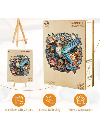 Rompecabezas de Madera Lovpippi Colibrí Elegante 200 Piezas 29x28cm