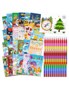 Set de 24 Libros para Colorear Cinrobiye con 24 Crayones
