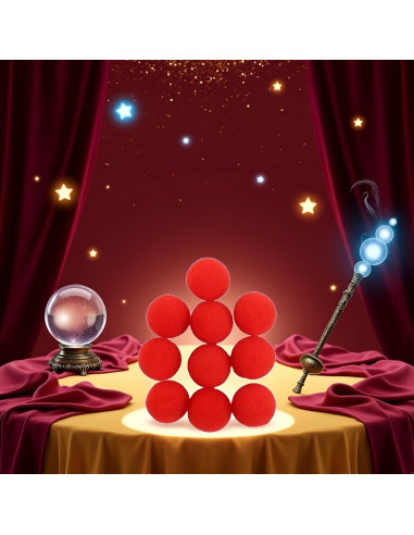 10 Bolas de Esponja Rojas para Magia y Comedia - Jinshining