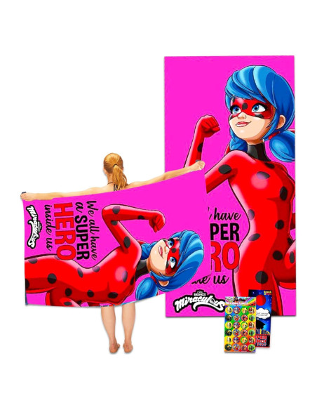 Juego de Toallas de Playa Miraculous Ladybug - Algodón 137x69cm