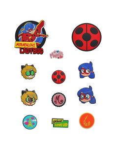 Insignias Clip-on Pop n' Swop Wyncor - 12 Variadas Ladybug
