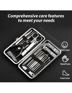 Kit de Manicura y Pedicura BADGIRRL 19 Piezas Acero Inoxidable 2