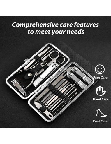 Kit de Manicura y Pedicura BADGIRRL 19 Piezas Acero Inoxidable