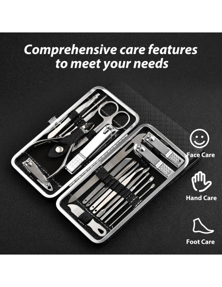 Kit de Manicura y Pedicura BADGIRRL 19 Piezas Acero Inoxidable
