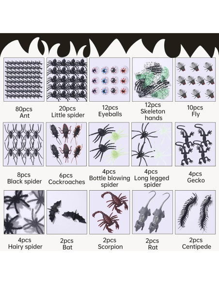 174 Piezas Juguetes de Broma Insectos Falsos Halloween Wayyogh