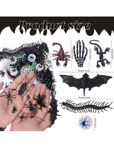 174 Piezas Juguetes de Broma Insectos Falsos Halloween Wayyogh