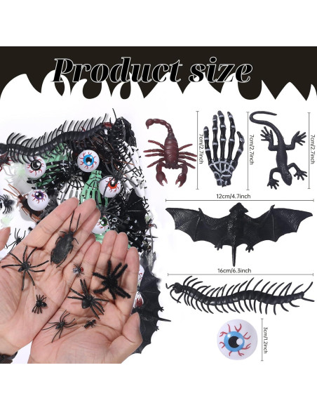 174 Piezas Juguetes de Broma Insectos Falsos Halloween Wayyogh