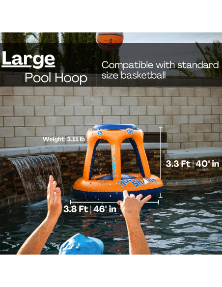Juego de Aro de Baloncesto Inflable Hoop Shark - Naranja/Azul - Para Piscina