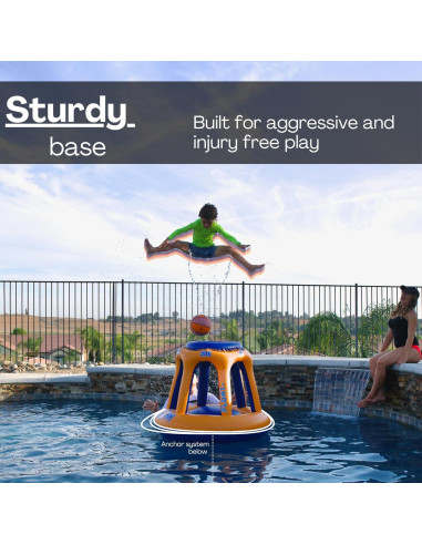 Juego de Aro de Baloncesto Inflable Hoop Shark - Naranja/Azul - Para Piscina