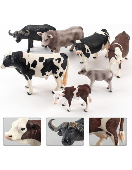 Set de Figuras de Vacas Realistas 7PCS LC JoyCre para Diorama