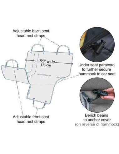 Hamaca para Perros Kurgo Wander 139x142 cm Negra Resistente