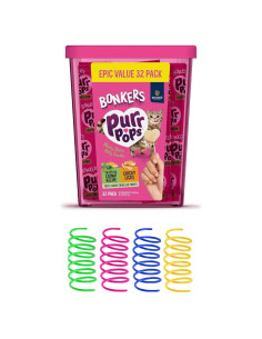 Golosinas para Gatos Bonkers Purrpops 32 Unidades + 4 Juguetes