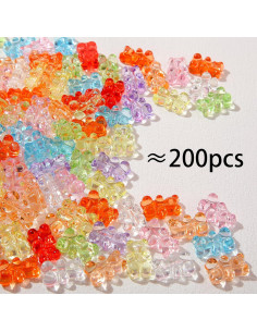 200 Cuentas de Acrílico Transparentes Ositos Coloridos BERMRO 2