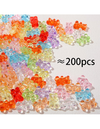 200 Cuentas de Acrílico Transparentes Ositos Coloridos BERMRO