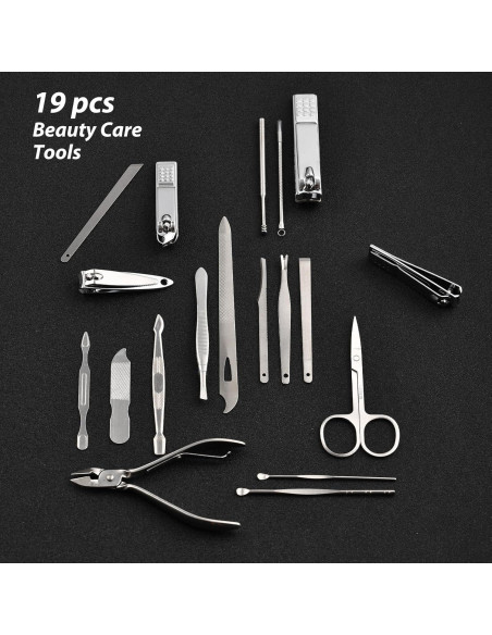 Kit de Manicura y Pedicura BADGIRRL 19 Piezas Acero Inoxidable