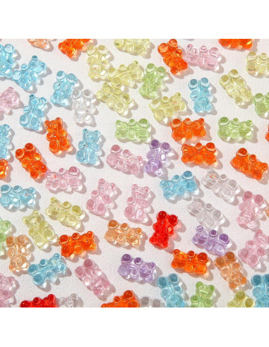 200 Cuentas de Acrílico Transparentes Ositos Coloridos BERMRO