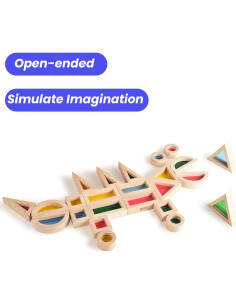 Bloques Sensoriales Arcoíris BOHS - 24 Piezas de Madera para Niños 2