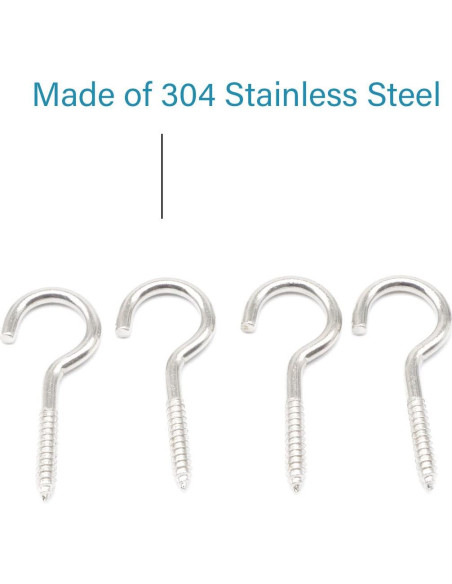 100 Ganchos Oculares Tornillo Acero Inoxidable 304 M3 4.1 cm