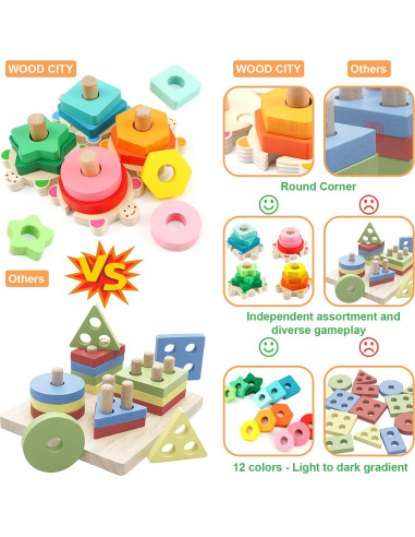Juguete Apilable Montessori WOOD CITY Tortuga 13.97 cm