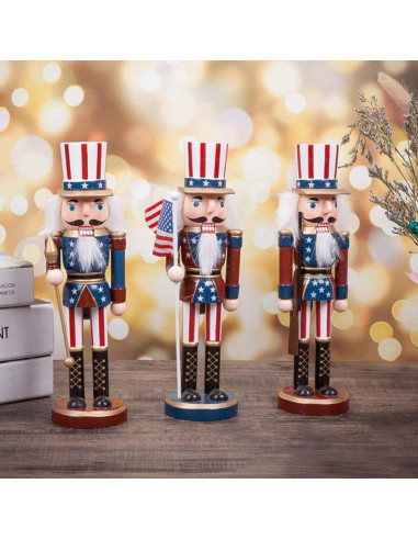 Adorno Cascanueces Patriótico Homoyoyo de Madera 25 cm