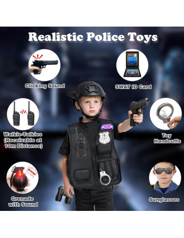 Disfraz de Policía para Niños XY - Chaleco y Casco Táctico