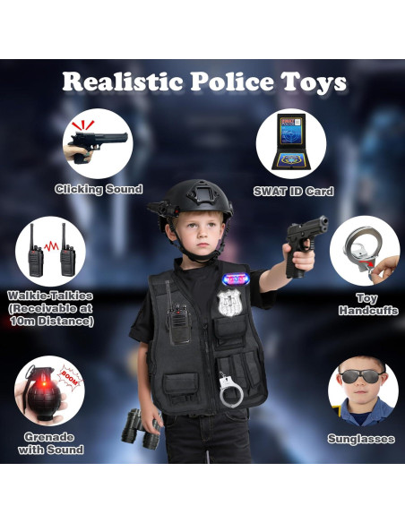 Disfraz de Policía para Niños XY - Chaleco y Casco Táctico