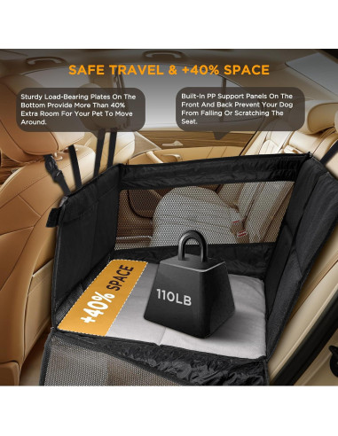 Extensor de Asiento Trasero para Perros BONTHEE Cuero PU Negro