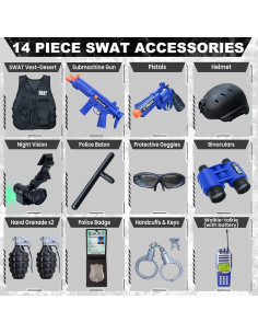Disfraz de SWAT para Niños ZIRSENG con Chaleco y Casco 2