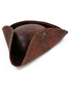 Sombrero Pirata Tricornio Skeleteen de Cuero Sintético Marrón