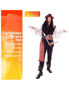 Sombrero Pirata Tricornio Skeleteen de Cuero Sintético Marrón 2