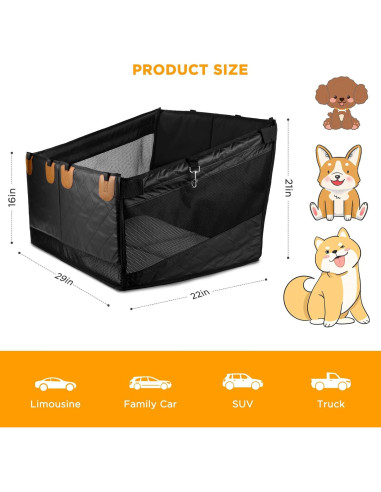 Extensor de Asiento Trasero para Perros BONTHEE Cuero PU Negro