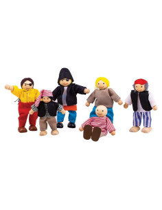 Conjunto de Juego de Piratas Bigjigs Toys - 6 Muñecas de Madera