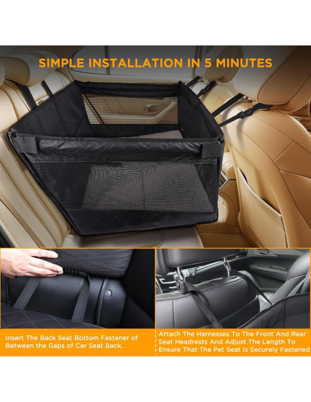 Extensor de Asiento Trasero para Perros BONTHEE Cuero PU Negro