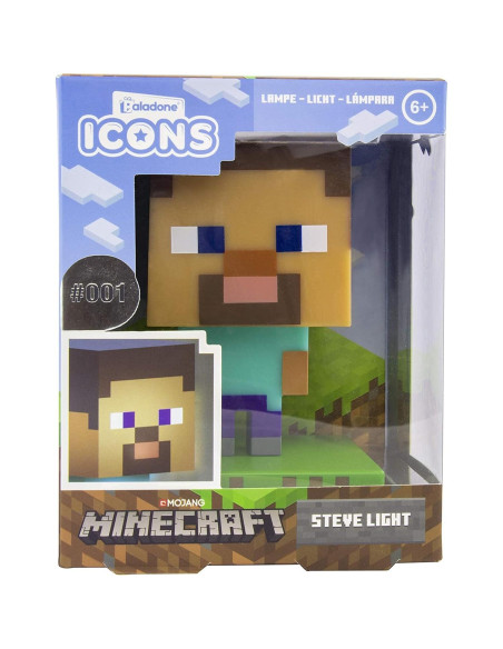 Luz Icono de Steve Paladone Minecraft 3D Decoración Infantil