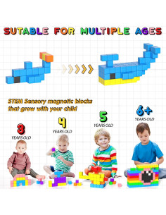 54 PCS Bloques Magnéticos Apluses para Niños 3+ Juguetes STEM 2