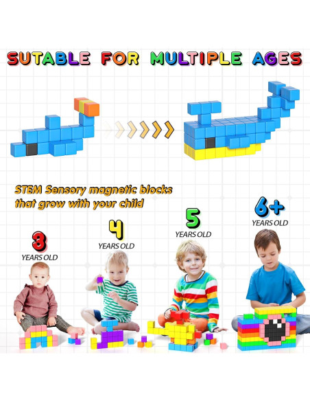 54 PCS Bloques Magnéticos Apluses para Niños 3+ Juguetes STEM