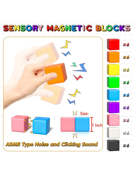 54 PCS Bloques Magnéticos Apluses para Niños 3+ Juguetes STEM