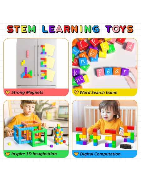 54 PCS Bloques Magnéticos Apluses para Niños 3+ Juguetes STEM