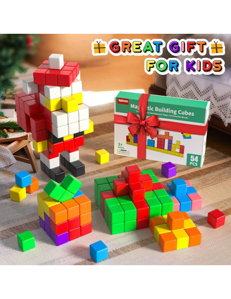 54 PCS Bloques Magnéticos Apluses para Niños 3+ Juguetes STEM
