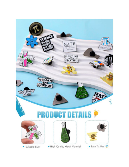 20 Insignias de Solapa Científicas Kigeli - Matemáticas y Química