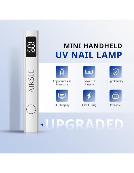 Lámpara UV Inalámbrica AIRSEE Mini para Uñas de Gel Plata
