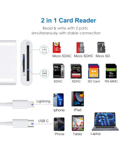 Lector de Tarjetas SD y Micro SD Hoenkeips HW-MCR-2IN2 2