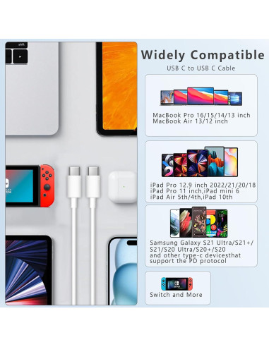 Cable USB C a USB C 3M 60W UIIZIBVKJZ Carga Rápida