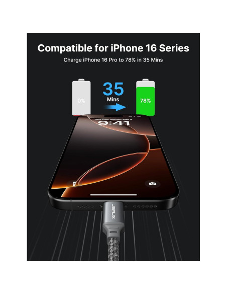 Cable USB C a USB C JSAUX 100W 2-Pack 3.05m Gris