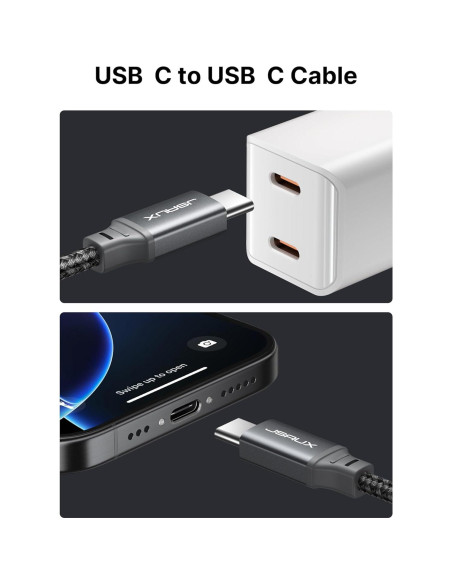 Cable USB C a USB C JSAUX 100W 2-Pack 3.05m Gris