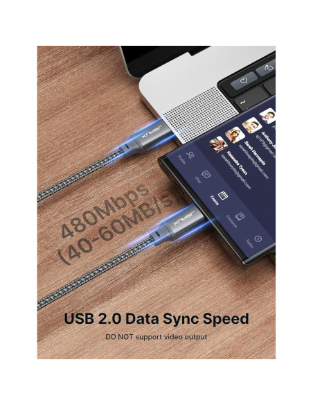 Cable USB C a USB C JSAUX 100W 2-Pack 3.05m Gris