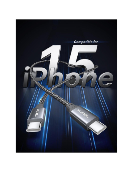 Cable USB C a USB C JSAUX 100W 2-Pack 3.05m Gris