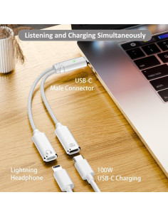 Adaptador de Audio AuviPal USB C a Lightning 100W PD 2