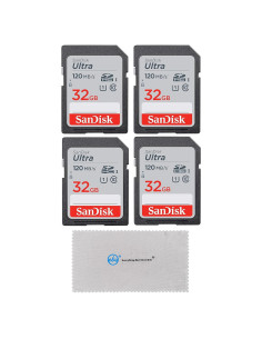 Paquete de 4 Tarjetas SDHC 32GB SanDisk Ultra + Paño